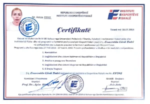 Esmeralda Todri - Certified Fiscal Expert Certification