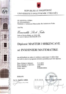 Esmeralda Todri - Master of Science in Mathematical Engineering Degree