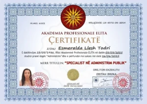 Esmeralda Todri Public Administration Certification