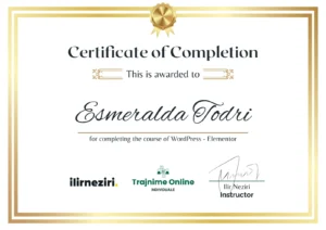 Esmeralda Todri - WordPress- and Elementor Certifation