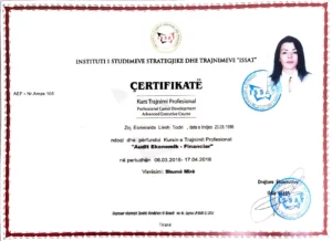 Esmeralda Todri - Economic Financial Audit professional certification document